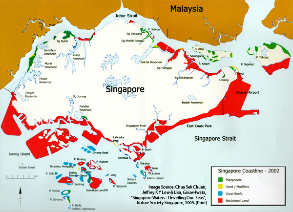 Singpore land reclaimed from the sea